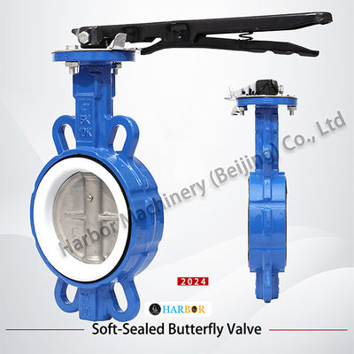 Generale PTFE completamente rivestito in acciaio fuso a doppia azione manico Wafer Butterfly Valve D71F4-16C
