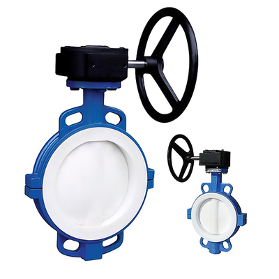 Valvola a farfalla a turbina con rivestimento in PTFE D371F46-16C con resistenza agli acidi e agli alcali