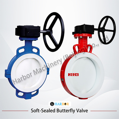 Valvola a farfalla a turbina con rivestimento in PTFE D371F46-16C con resistenza agli acidi e agli alcali