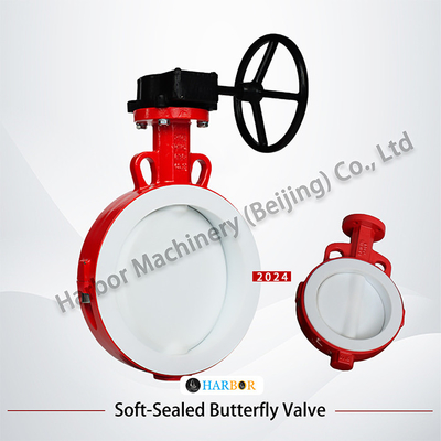 Valvola a farfalla a turbina con rivestimento in PTFE D371F46-16C con resistenza agli acidi e agli alcali