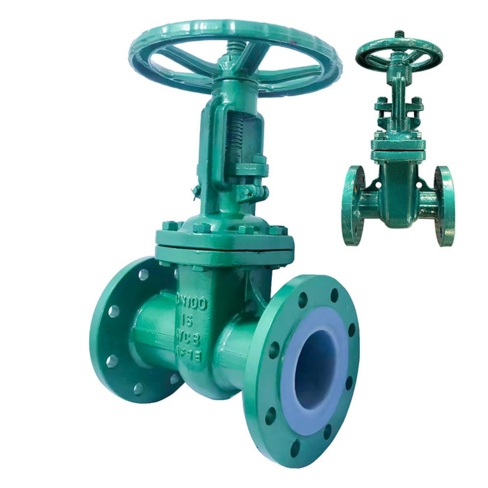 Valvola di sfilata di porta di acciaio fuso PTFE rivestita con flange manuale Z41F46-16C per il trattamento dell'acqua