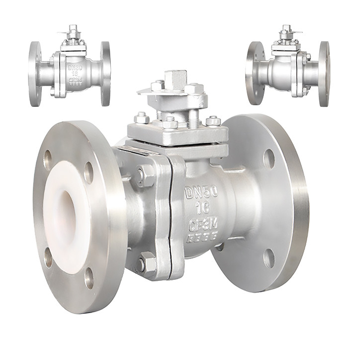 Valvola a sfera rivestita in PTFE argento Q41F46-16P Resistenza alla corrosione Alta affidabilità