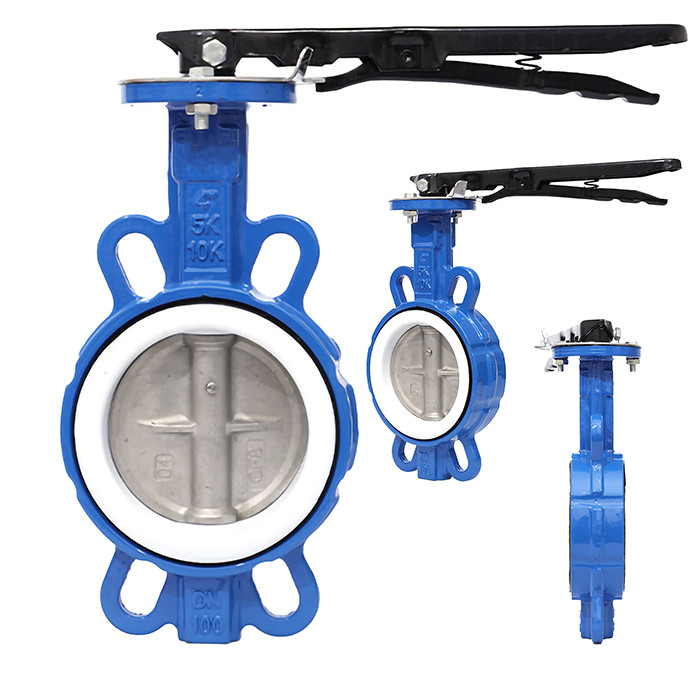 Generale PTFE completamente rivestito in acciaio fuso a doppia azione manico Wafer Butterfly Valve D71F4-16C