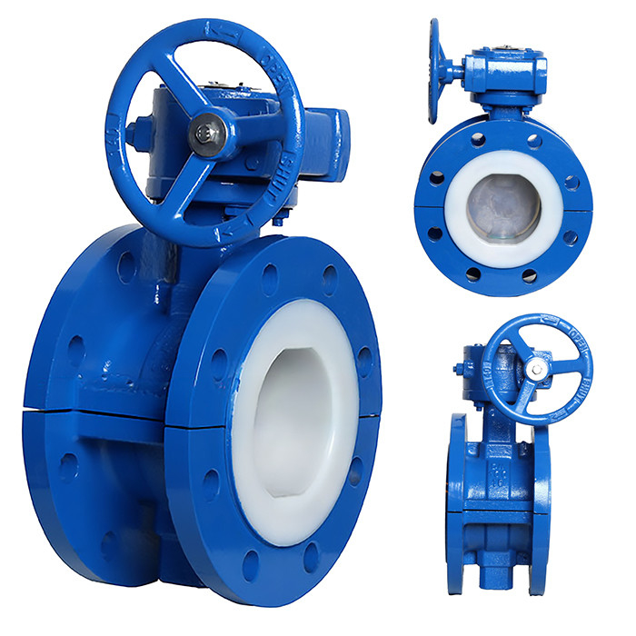 Turbina in acciaio fuso Valvola a farfalla completamente rivestita in PTFE D341F46-16C per industria